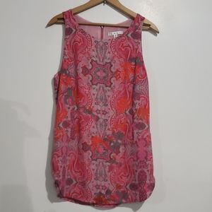 CAbi Pink/Red Jubilee Paisley Lined Tank Sz M